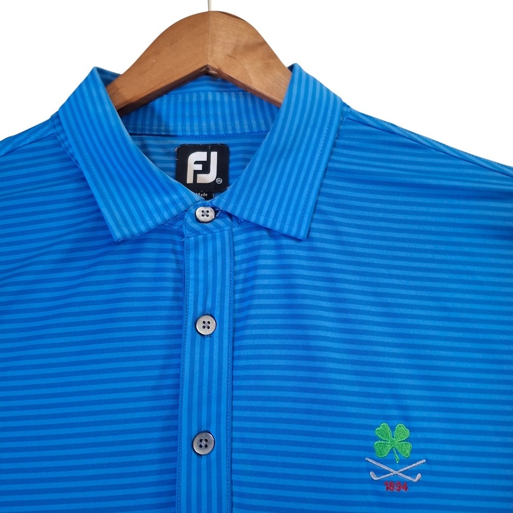 FootJoy Polo Shirt Men's 2XL Blue Striped Morris Country Golf Club ProDry - Picture 3 of 8